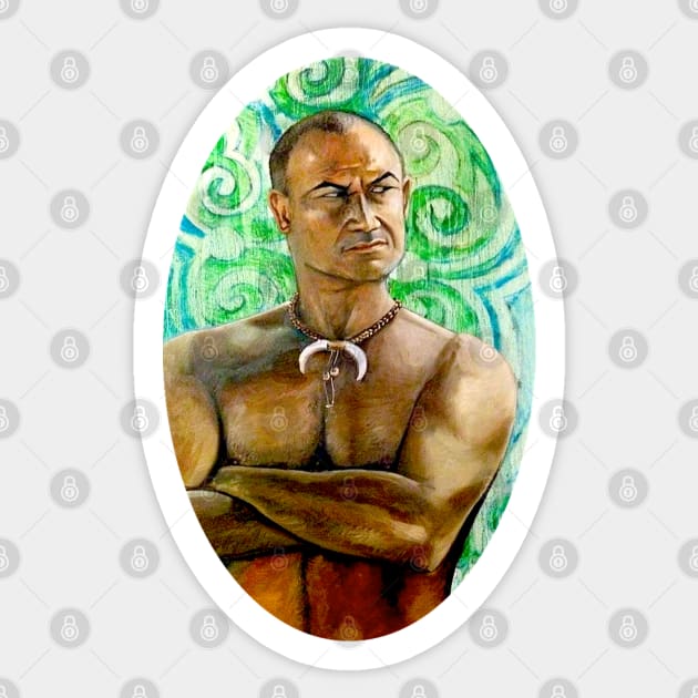 Temuera Morrison oval frame shirt Sticker by SkyeElizabeth